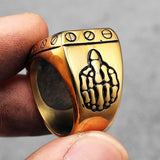 Men's ring with FTW lettering made of metal in silver look