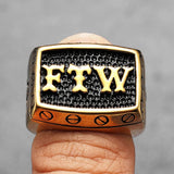 Men's ring with FTW lettering made of metal in silver look