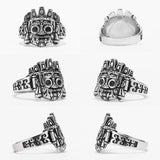 Pierścień sygnetowy ze stali nierdzewnej z motywem maoryskiego totemu Tiki dla mężczyzn w stylu plemiennym