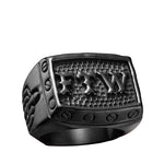 Men's ring with FTW lettering made of metal in silver look